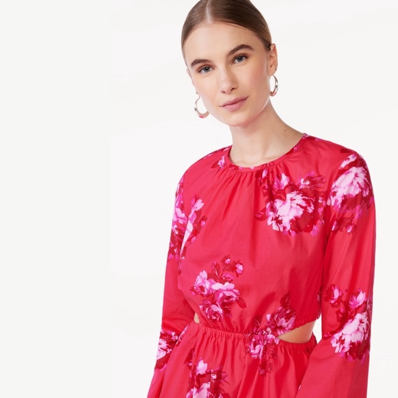 🆕 Side Cut Out Midi Dress with Long Sleeves (Size XS/0-2) - Picture 3 of 4